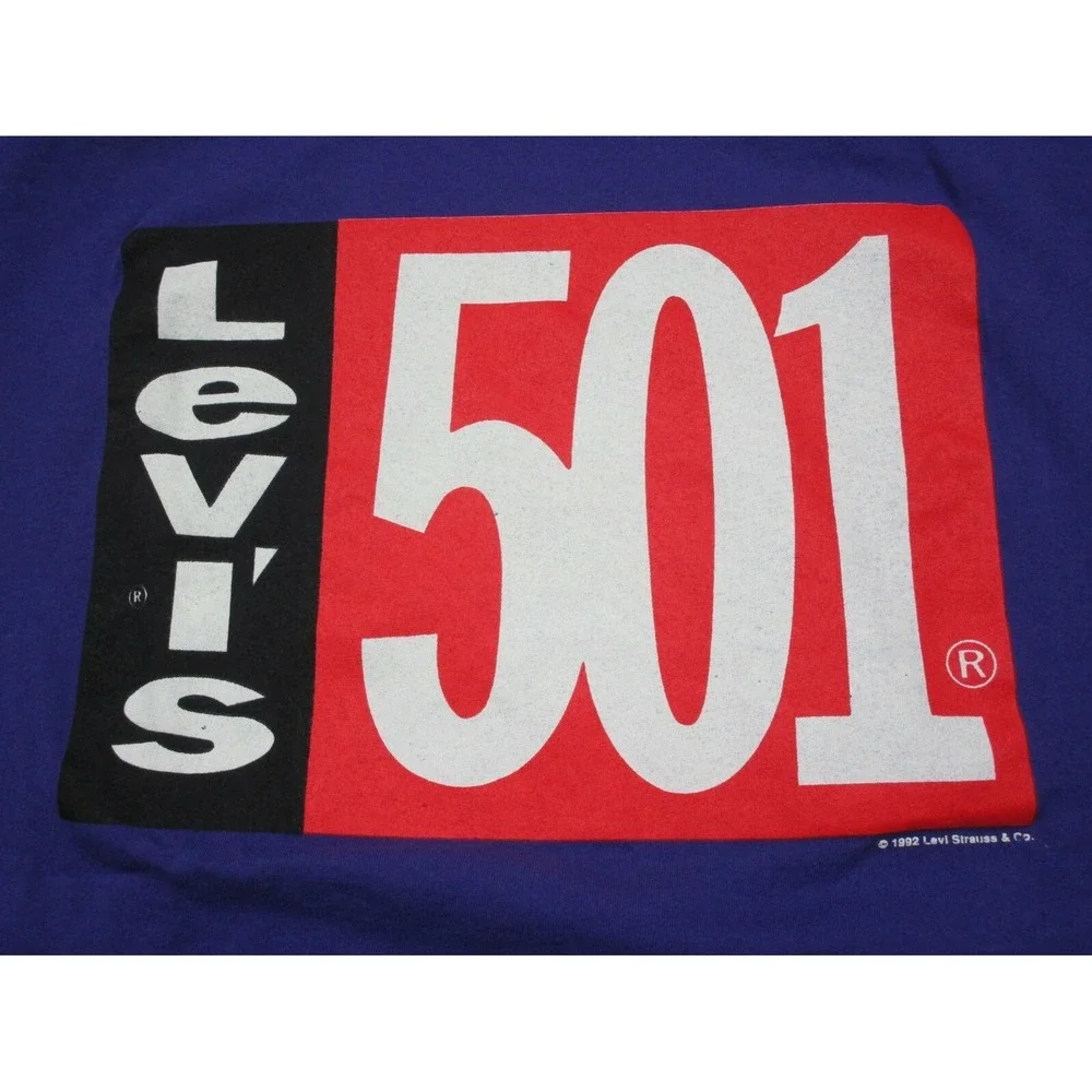 Vintage 1992 Levis‎ 501 T-Shirt USA Made (XL) Purple NOS No Wear Single Stitch